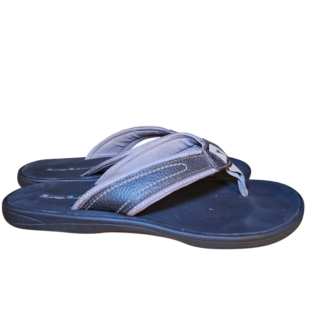 Tommy Bahama Anchored Flip Flops Size 12 Mens Black Gray Thong Sandals Dadcore‎